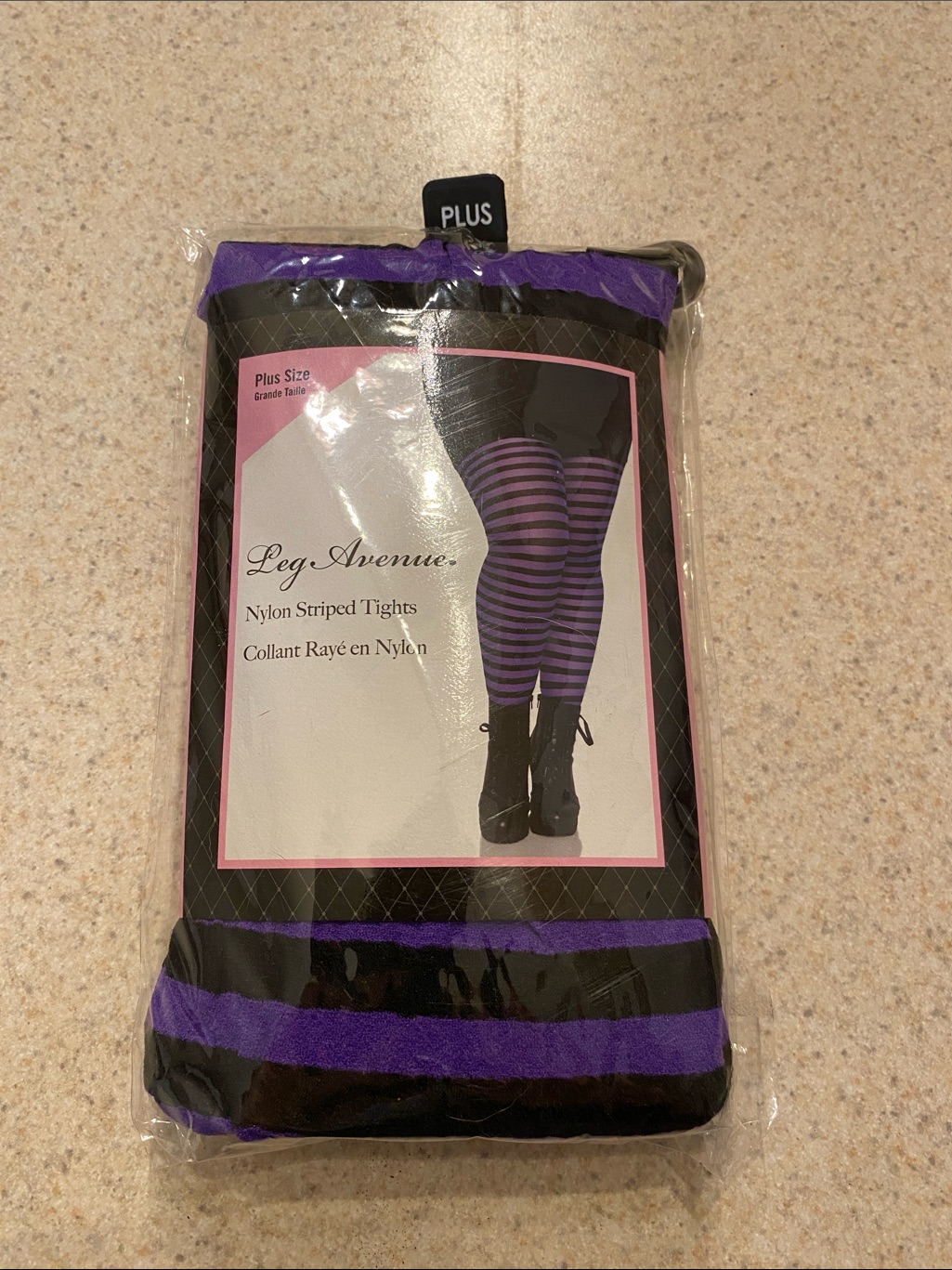 Leg Avenue Striped Tights Purple & Black Plus Size 1x/2x New